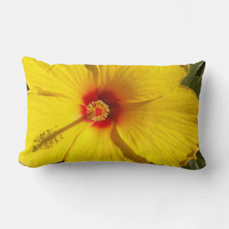 Yellow Hibiscus Flower Lumbar Cushion