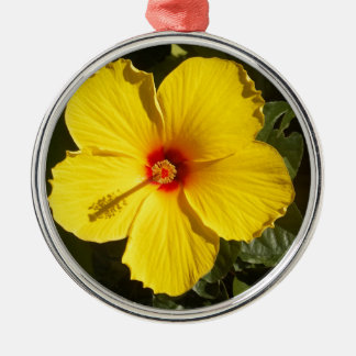 Yellow Hibiscus Flower Metal Tree Decoration
