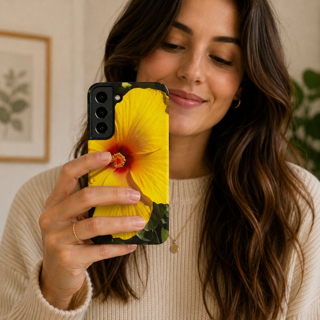 Yellow Hibiscus Flower Samsung Galaxy S22+ Case (Yellow Hibiscus Flower Samsung Galaxy Case)