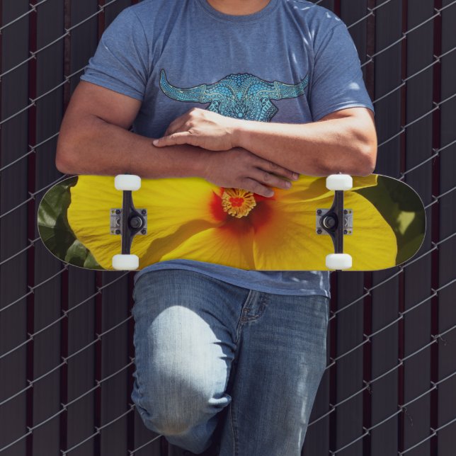 Yellow Hibiscus Flower Skateboard (Outdoor 3)