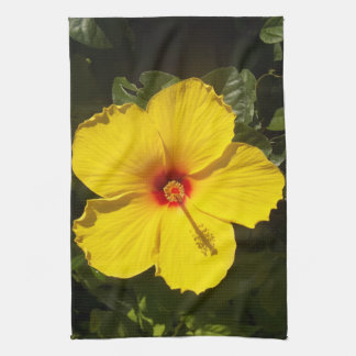 Yellow Hibiscus Flower Tea Towel