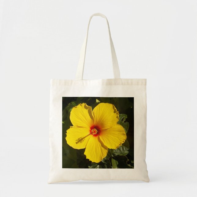 Yellow Hibiscus Flower Tote Bag (Front)