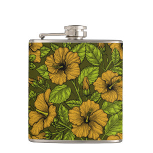 Yellow hibiscus hip flask