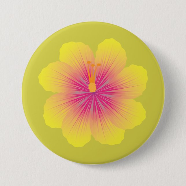 Yellow Hibiscus Illustration 7.5 Cm Round Badge (Front)