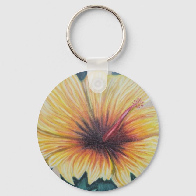 Yellow hibiscus keychain (Front)