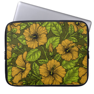 Yellow hibiscus laptop sleeve