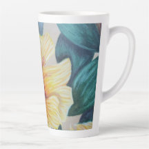 Yellow hibiscus latte mug