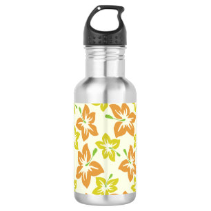 Yellow Hibiscus, Orange Hibiscus, Floral Pattern 532 Ml Water Bottle