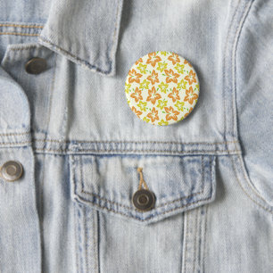 Yellow Hibiscus, Orange Hibiscus, Floral Pattern 6 Cm Round Badge