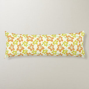 Yellow Hibiscus, Orange Hibiscus, Floral Pattern Body Cushion
