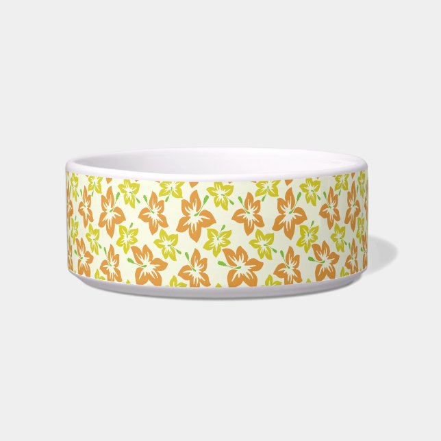 Yellow Hibiscus, Orange Hibiscus, Floral Pattern Bowl (Front)