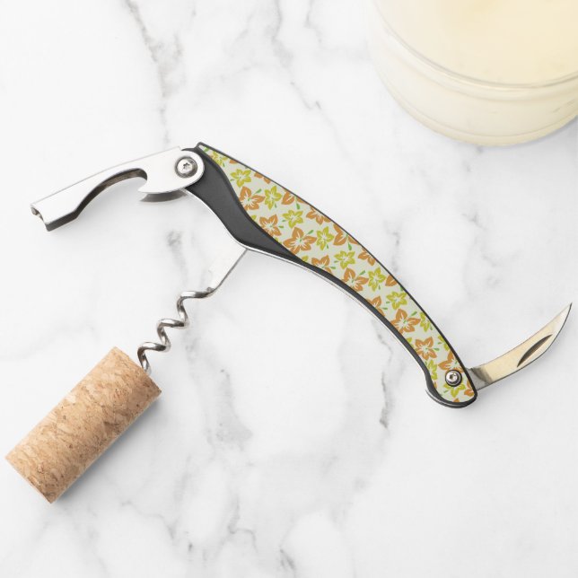 Yellow Hibiscus, Orange Hibiscus, Floral Pattern Corkscrew (Front)