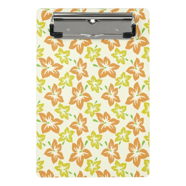 Yellow Hibiscus, Orange Hibiscus, Floral Pattern Mini Clipboard (Front)