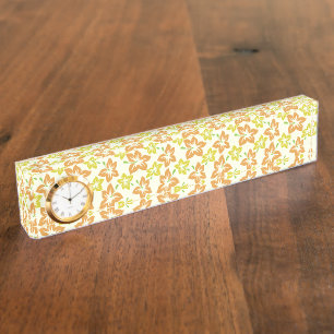 Yellow Hibiscus, Orange Hibiscus, Floral Pattern Nameplate