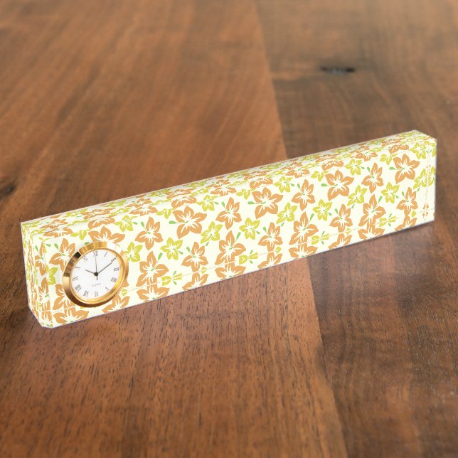 Yellow Hibiscus, Orange Hibiscus, Floral Pattern Nameplate (Side)