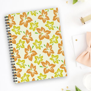 Yellow Hibiscus, Orange Hibiscus, Floral Pattern Notebook