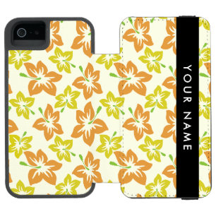 Yellow Hibiscus, Orange Hibiscus, Your Name Incipio Watson™ iPhone 5 Wallet Case