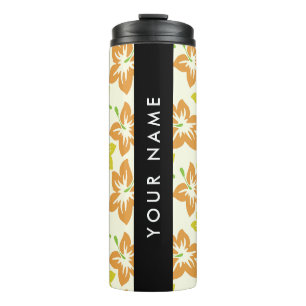 Yellow Hibiscus, Orange Hibiscus, Your Name Thermal Tumbler