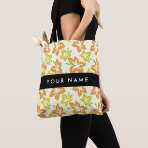 Yellow Hibiscus, Orange Hibiscus, Your Name Tote Bag