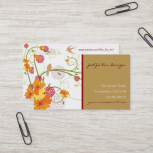 Yellow Hibiscus & Swallows Elegant Floral Garden Business Card