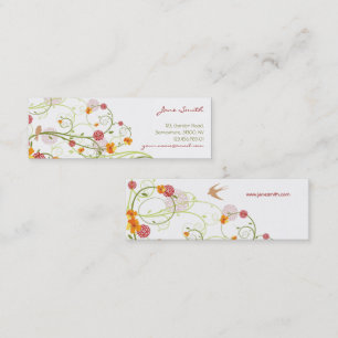 Yellow Hibiscus & Swallows Elegant Floral Garden Mini Business Card