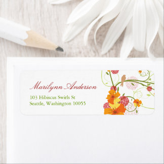 Yellow Hibiscus & Swallows Floral Wedding Address