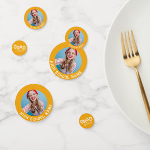 Yellow High School Grad Custom Photo Graduation Confetti