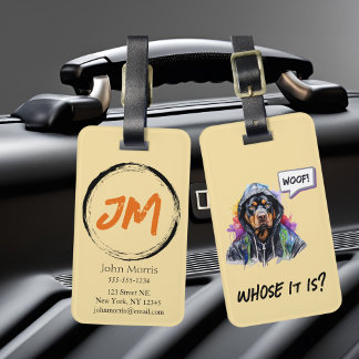 Yellow Hip Hop Rottweiler Luggage Tag