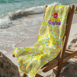 Yellow Hippie Spiral Beach Towel