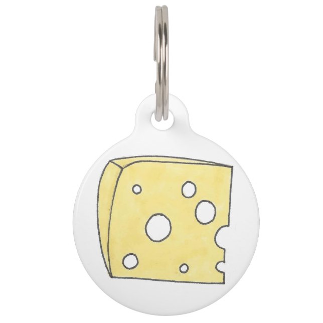 Yellow Holey Swiss Cheese Wedge Foodie Pet Tag (Front)