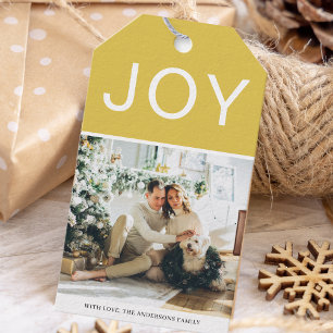 Yellow Holidays Gift Christmas Photo Gift Tags