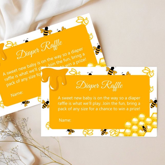 Yellow Honey Bee Baby Shower Diaper Raffle Enclosure Card (Honey Bee Baby Shower Diaper Raffle Ticket Enclosure Card)