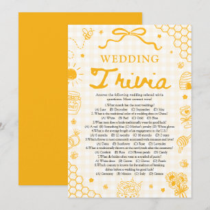 Yellow Honey Bee Bridal Shower Wedding Trivia Game Invitation