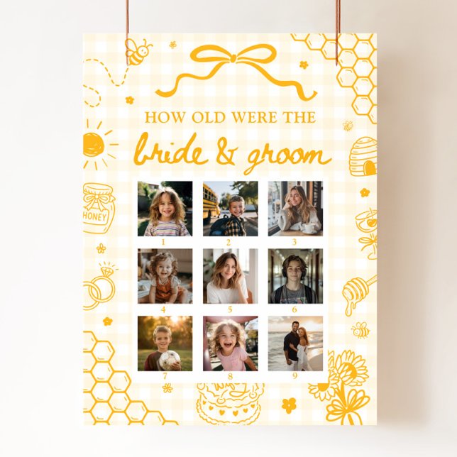 Yellow Honey Bee How Old Were Bride & Groom Sign (Yellow Honey Bee How Old Were Bride & Groom Sign)