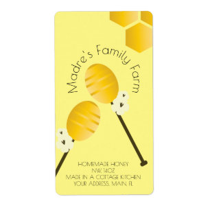 Yellow Honey Stick Homemade Farm Business Label