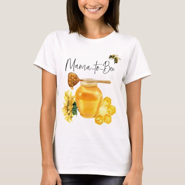 Yellow Honey Watercolor Sunflower Bee Baby Shower T-Shirt (Front)