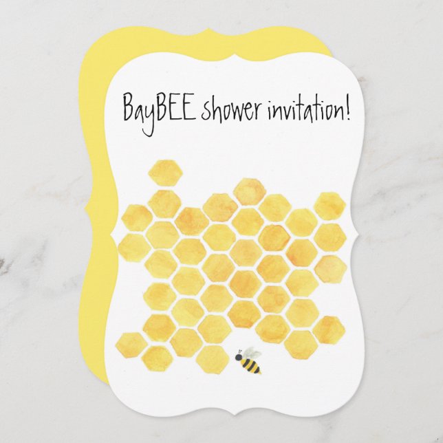 Yellow honeybee Baby shower invitation (Front/Back)