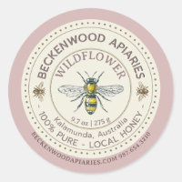 Yellow Honeybee Honey Label Beekeeper Rose Border