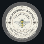 Yellow Honeybee Honey Label Beekeeper Slate Border<br><div class="desc">Label your own honey, candles, beeswax and more with this vintage black and yellow honeybee sticker with dark grey border. Personalise with your apiary business name at the top and add in your location or address below. You can edit the descriptive text to match your product or keep it general...</div>