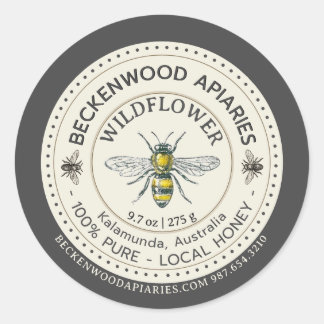 Yellow Honeybee Honey Label Beekeeper Slate Border