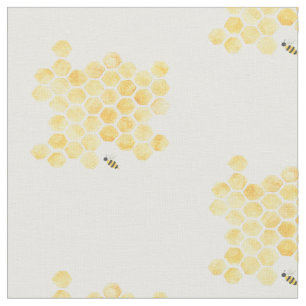 yellow honeybee honeycomb painting fabric