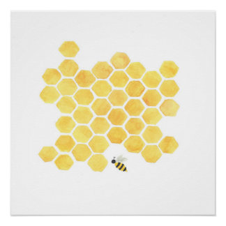 Yellow honeybee painting art wall decor poster