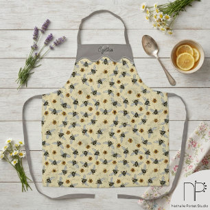 Yellow Honeybee Pattern Gardening Apron