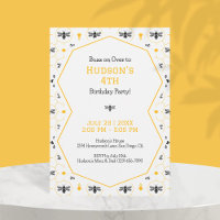 Yellow Honeycomb Bee Beehive 4th Birthday Party