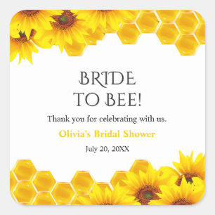 Yellow Honeycomb Bride to Bee Bridal Shower  Square Sticker