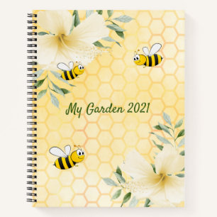 Yellow honeycomb flowers bee garden backyard notebook