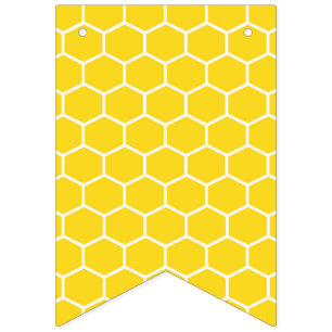 Yellow Honeycomb Geometric White Lines Bumblebee Bunting