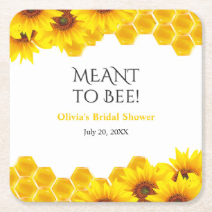 Yellow Honeycomb Meant to Bee Bridal Shower  Square Paper Coaster