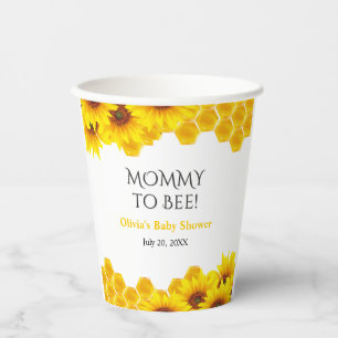 Yellow Honeycomb Mummy to Bee Baby Shower Paper Cups