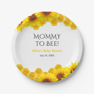 Yellow Honeycomb Mummy to Bee Baby Shower  Paper Plate